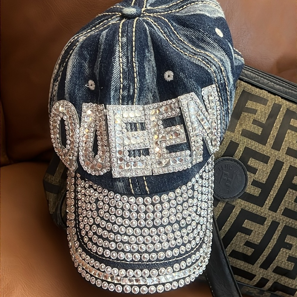 Queen Bling Rhinestone Denim Hat